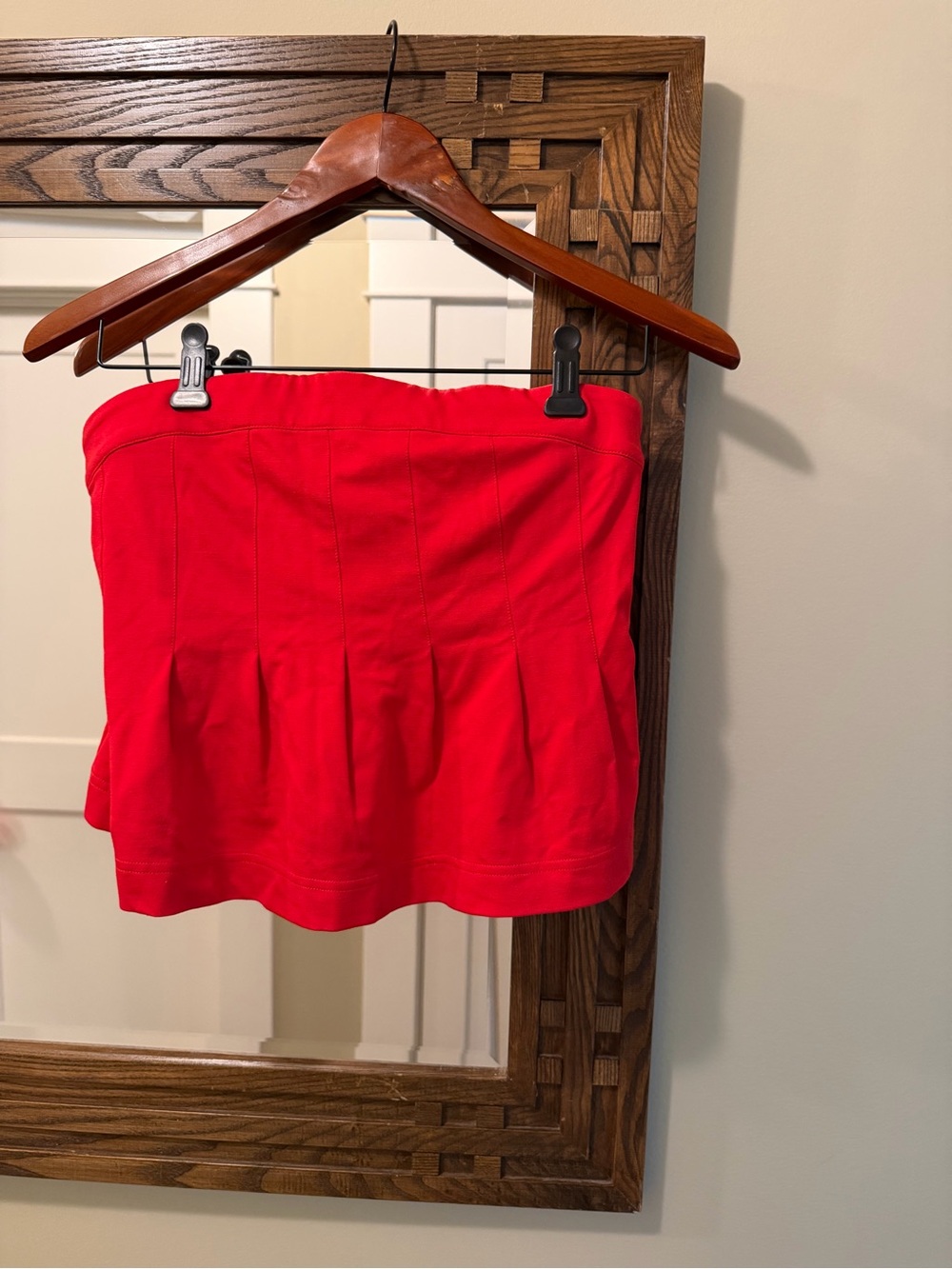 Maeve Red Strapless Peplum Crop Top, Size S